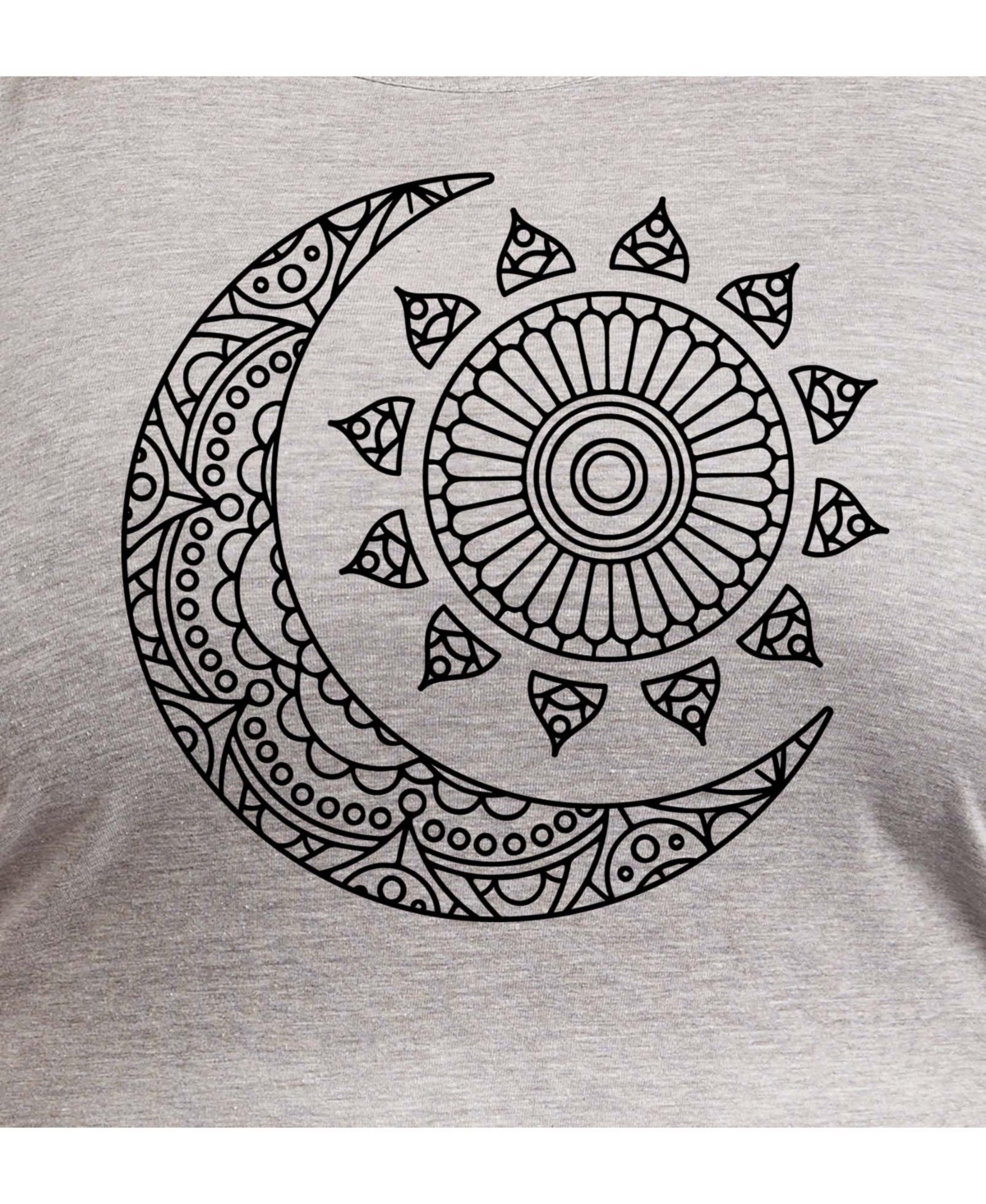 Hybrid Apparel Mandala Sun Moon Plus Size Graphic Tank In Heather Grey