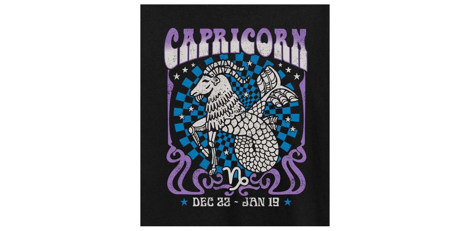 Zodiac Capricorn Rock Poster Plus Size Graphic T-Shirt