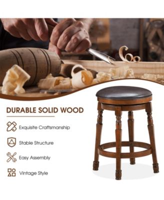 Set of 2 24-Inch Swivel Leather Padded Bar Dining Stools