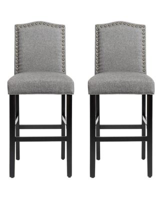 Set of 2 Counter Height Dining Side Barstools with Thick Cushion