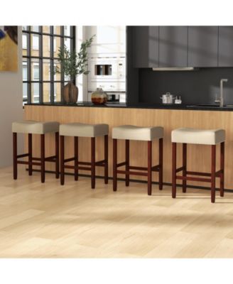 Set of 2 24 Inch Bar Stool with Curved Seat Cushions