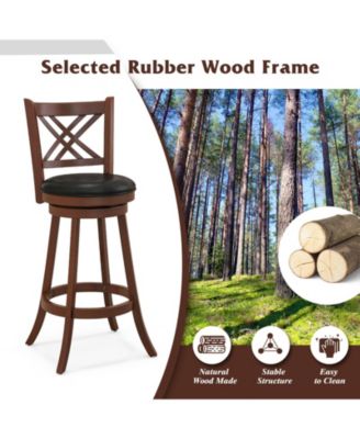 360° Swivel Upholstered Barstools Set of 2 with Back and Footrest