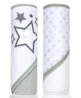Baby Boys and Baby Girls Stars 2 Pack Hooded Bath Towel and Wash Cloth Set