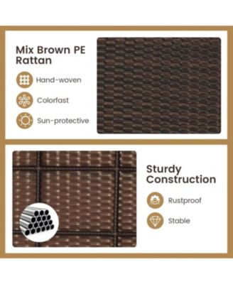 3 Piece Patio Rocking Set Wicker Rocking Chairs with 2-Tier Coffee Table