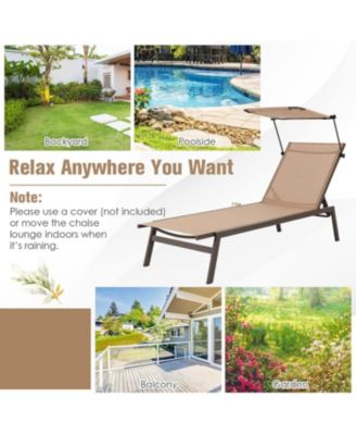 Outdoor Chaise Lounge Chair with Sunshade and 6 Adjustable Position