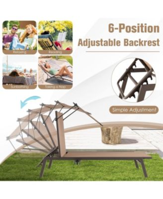 Outdoor Chaise Lounge Chair with Sunshade and 6 Adjustable Position