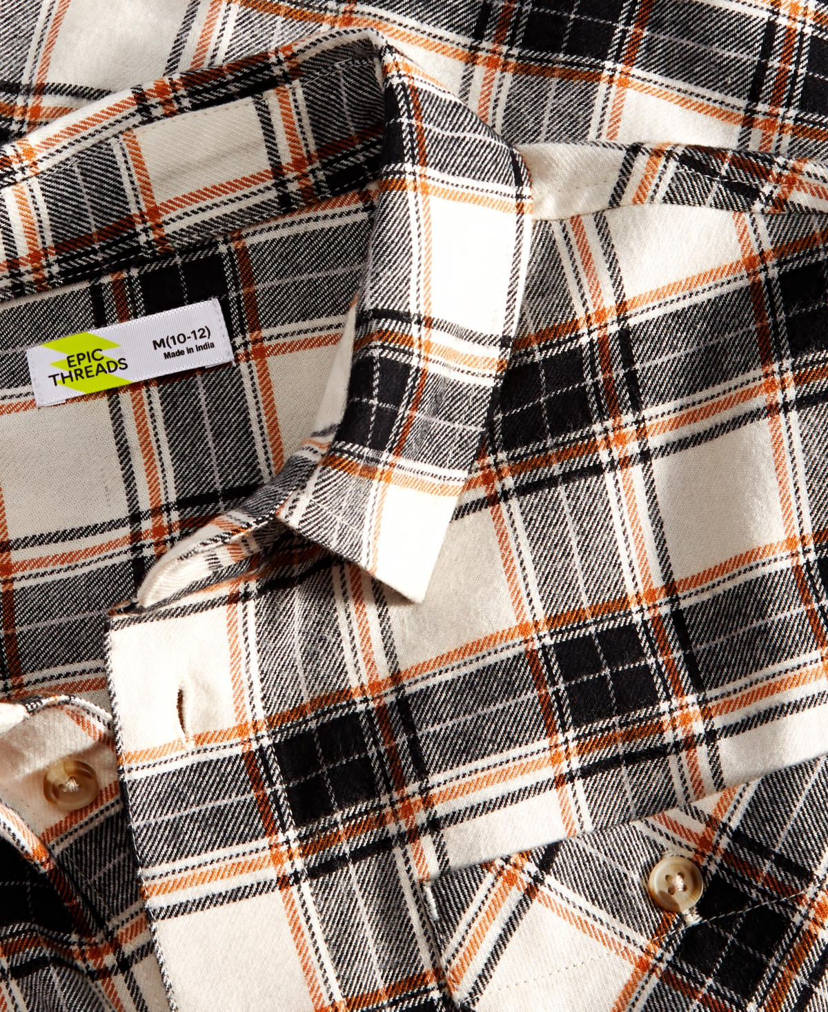 Epic Threads Little & Big Boys Margot Plaid Button-down Flannel Shirt, Created For Macy's In Snowfall White
