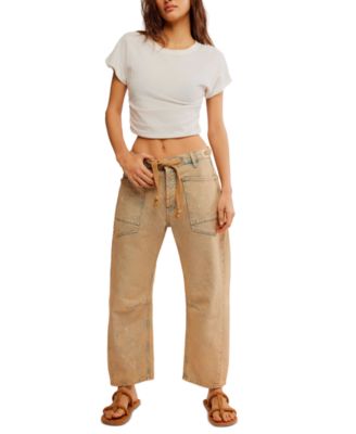 Free People Moxie Low Slung Pull On Barrel Jeans