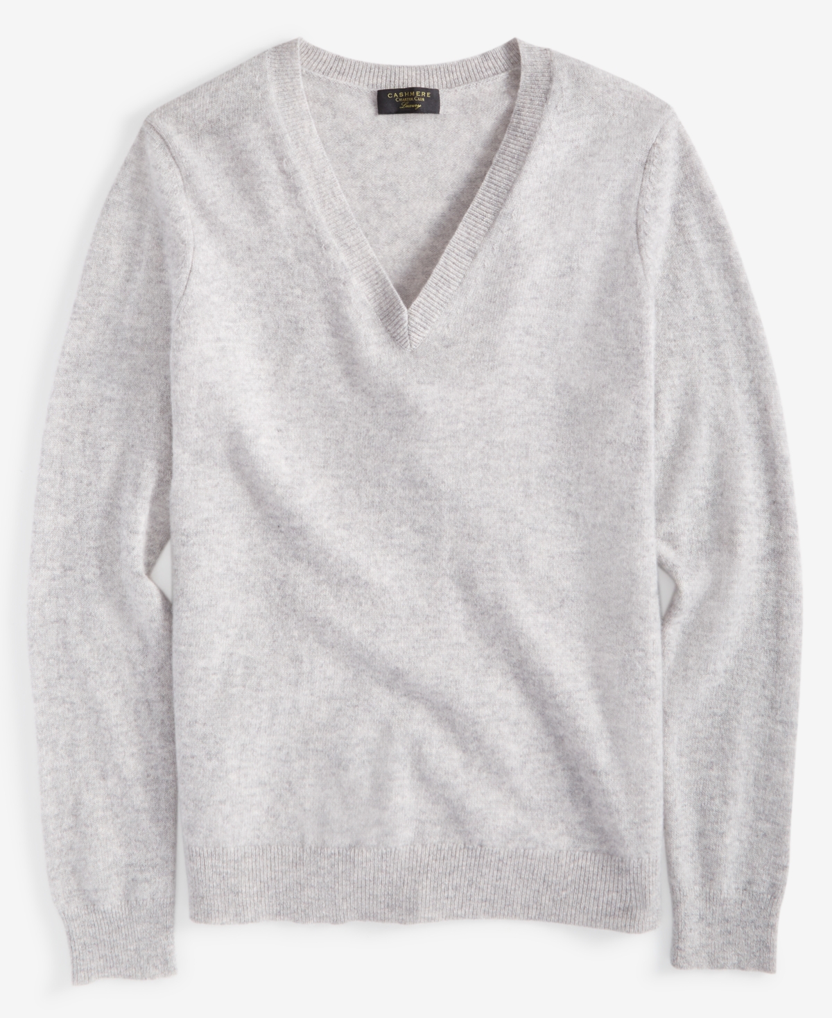 Charter Club 100% Cashmere Petite V-neck Long-sleeve Sweater, Created For Macy's In Ice Grey Heather