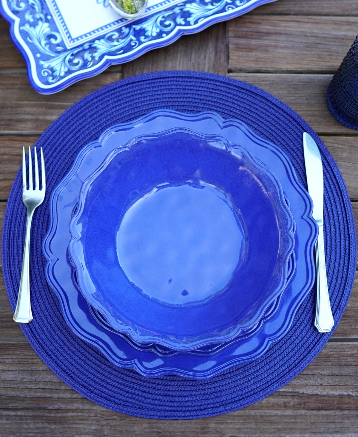 Certified International Blue Indigo Crackle Set Of 4 All Purpose Bowl 8.5" X 2", Service For 4 In Miscellaneous