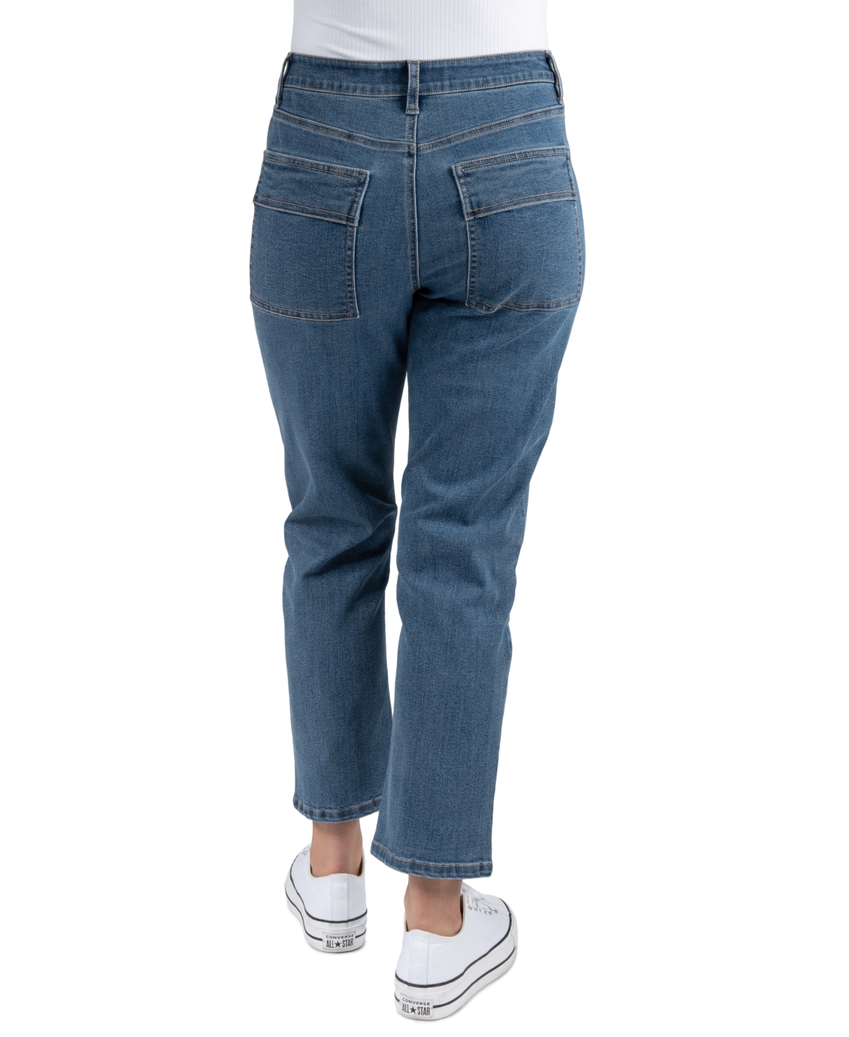 Indigo Rein Juniors' High-Rise Seamed Straight-Leg Jeans