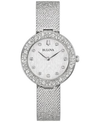Bulova - Women's Crystal Stainless Steel Mesh Bracelet Watch 32mm