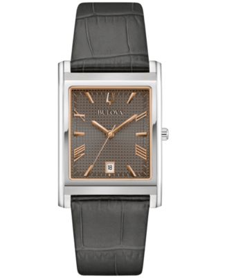 Bulova - Women's Sutton Gray Leather Strap Watch 29mm