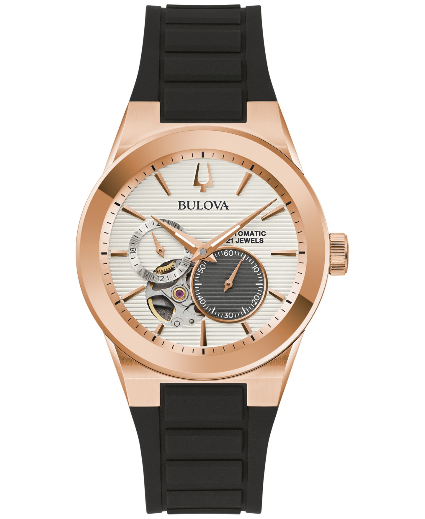 Часы Bulova Unisex Automatic Latin Grammy Black Silicone Strap Watch 38mm — фото 1
