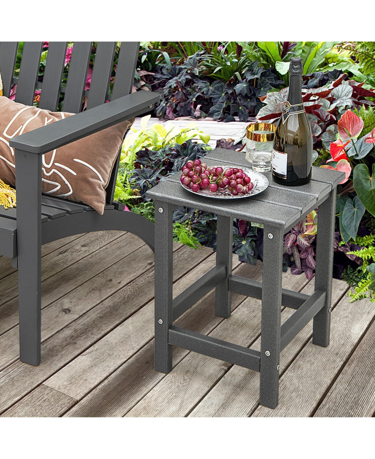 Slickblue 14 Inch Square Weather-Resistant Adirondack Side Table