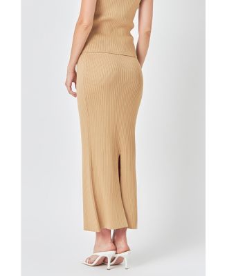 Women's Ribbed Slit Maxi Skirt