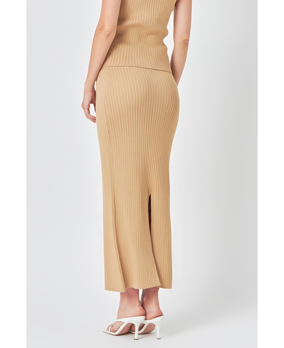 endless rose Women's Ribbed Slit Maxi Skirt