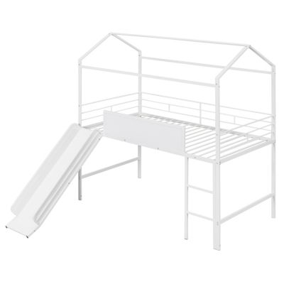Twin Loft Bed with Slide and Writable Board
