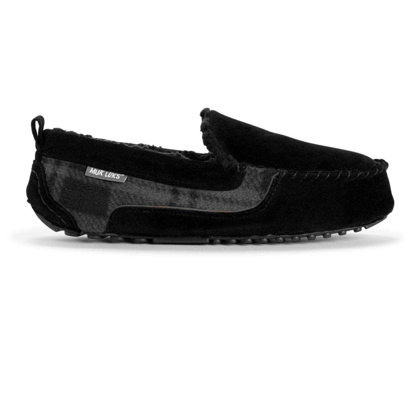 Мужские тапочки MUK LUKS Emmett Moccasin Slippers, цвет: Чёрный — фото 3