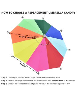 10ft UV50+ Universal Replacement Umbrella Canopy Outdoor Beach Parasol Top Cover