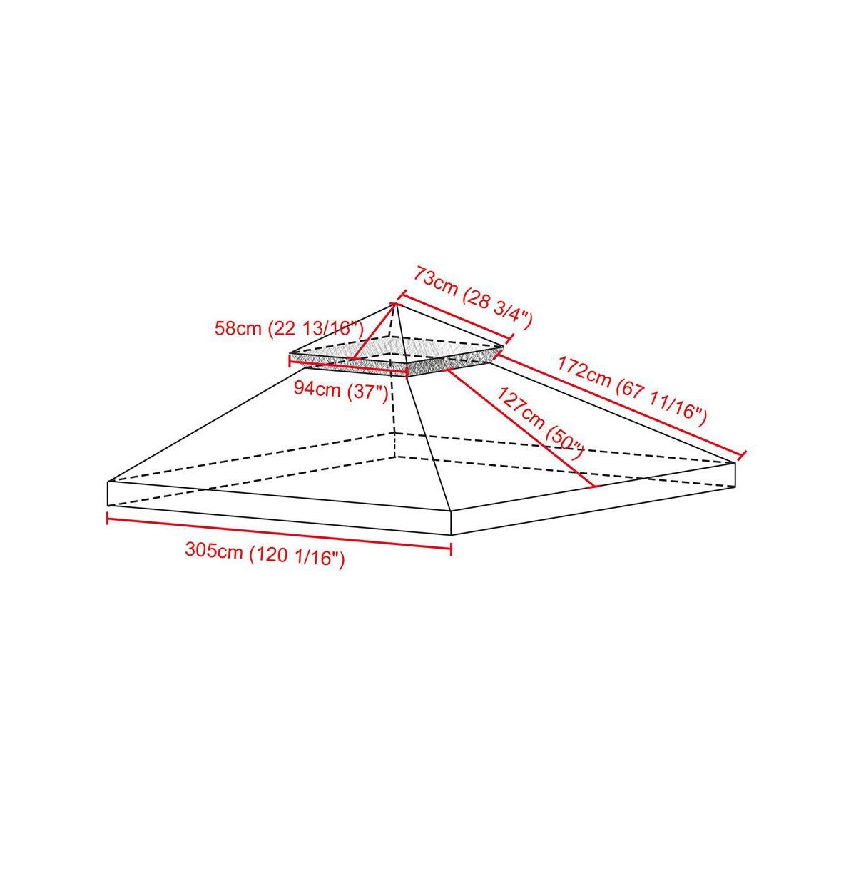 Yescom 10'x10' Gazebo Top Replacement for 2 Tier Outdoor Canopy Cover Patio Garden Yard Grey Y00910T09