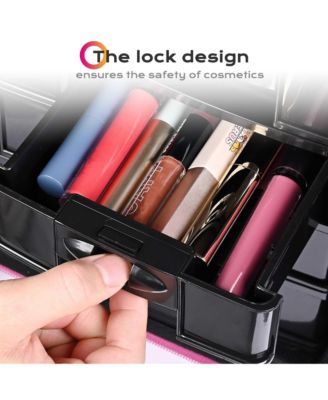 Deep Pink 2in1 Rolling Makeup Case Soft Sided Cosmetic Organizer 1680D
