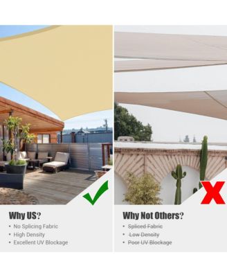 16x16 Ft Square Sun Shade Sail with Hardware Kit 97% UV Block Top Canopy Patio