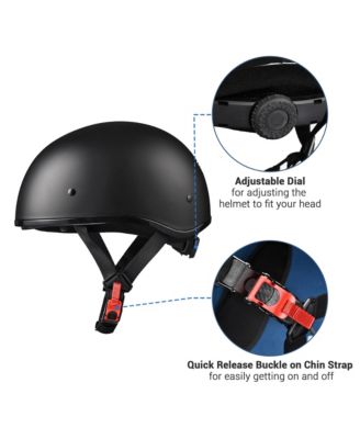 Half Face Motorcycle Helmet Sun Visor DOT Approved Bike Chopper Matte Black