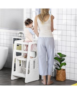 Toddler Tower with Adjustable Height, Toddler Kitchen Stool Helper with Anti-slip Mat, Step Stool for Kitchen, Bathroom