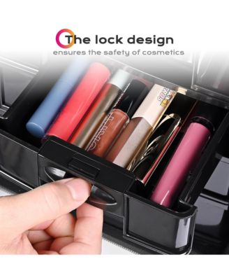 Classic Black Rolling 2in1 Cosmetic Case Sided Makeup Artist Organizer