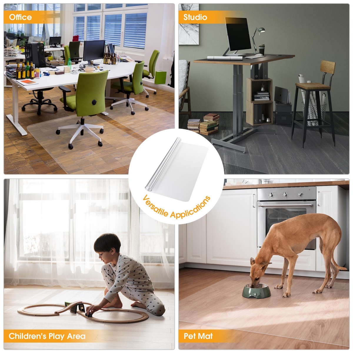 60x46" Rectangle Pvc Floor Mat Protector 1.5mm for Hard Wood Floors Home Office Chair Desk