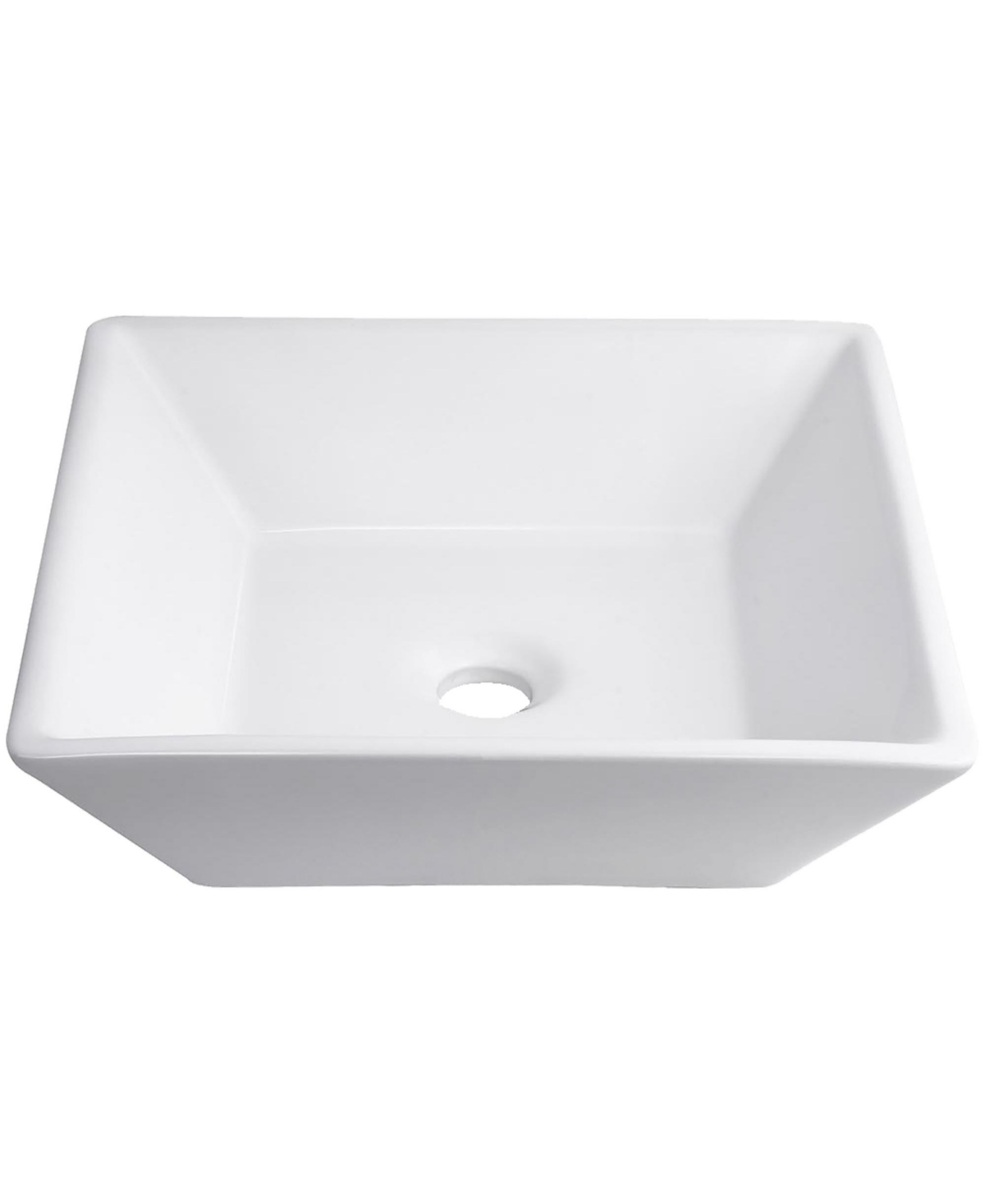 Yescom Aquaterior 2 Pcs Square Porcelain Above Counter Sink Bathroom Ceramic Vessel Basin Drain