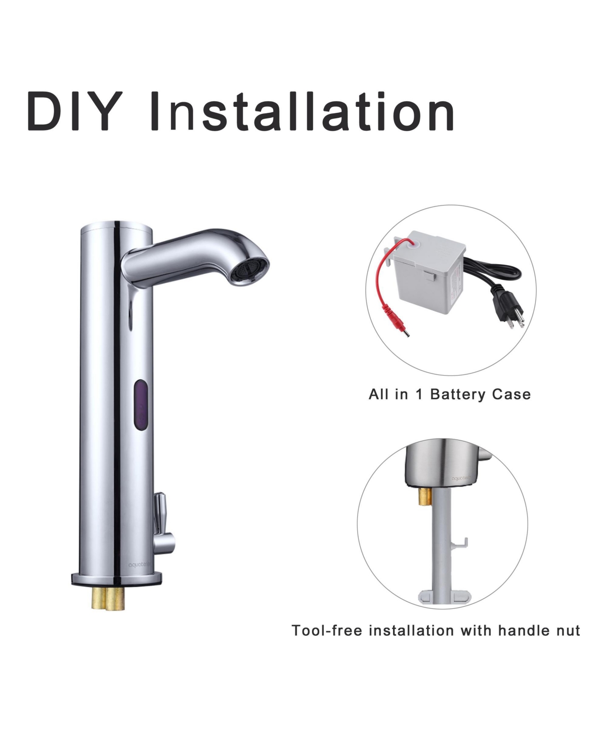 Yescom Automatic Sensor Bathroom Faucet 1 Hole Touchless Hot & Cold Above Counter Sink Mixer Tap