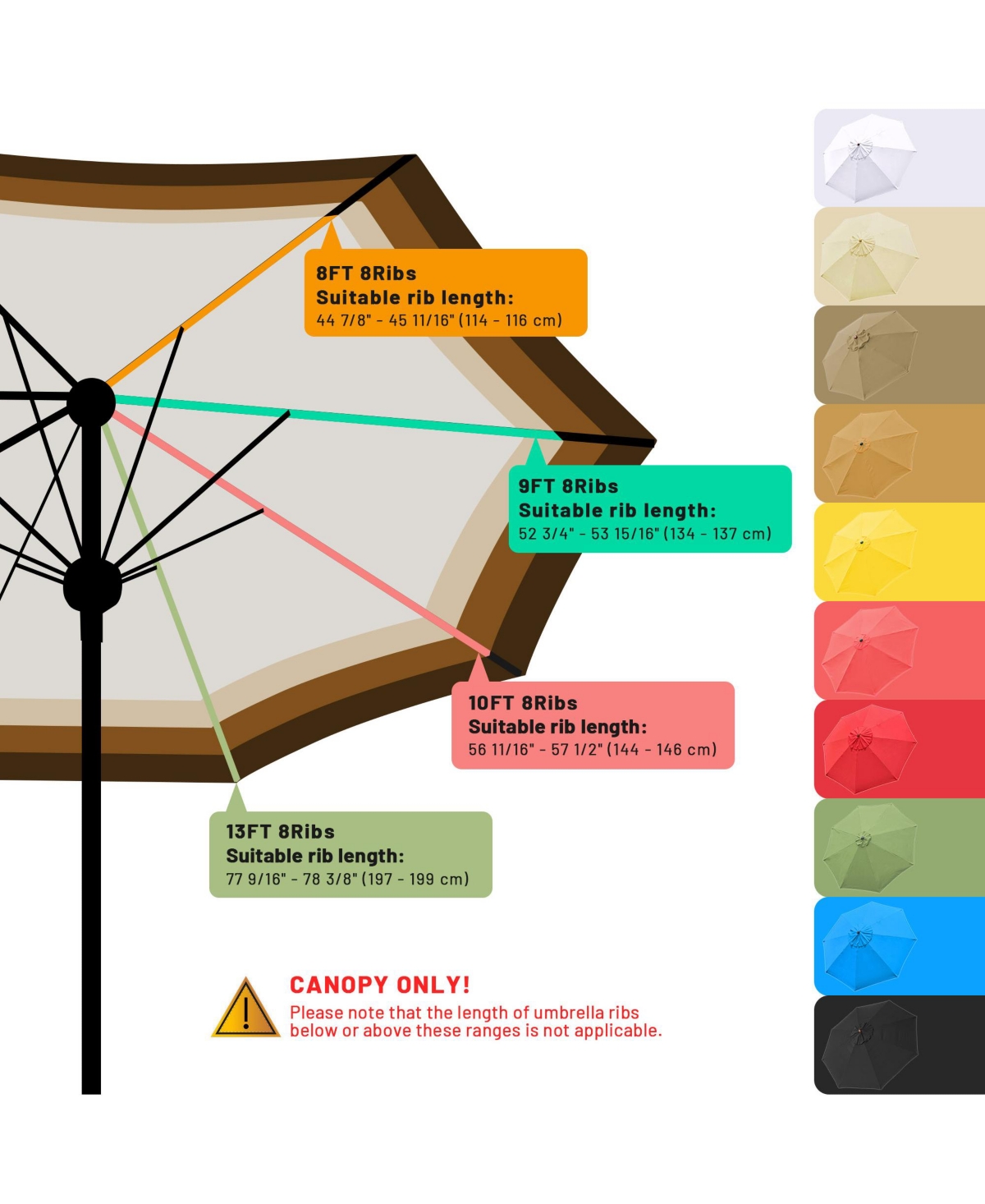 10ft Universal Replacement Umbrella Canopy Top Cover Patio Beach