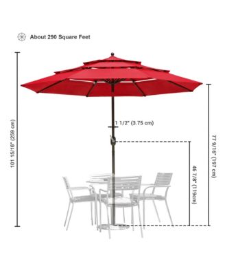 3 Tier Patio Umbrella with Crank Handle Push to Tilt Home Garden