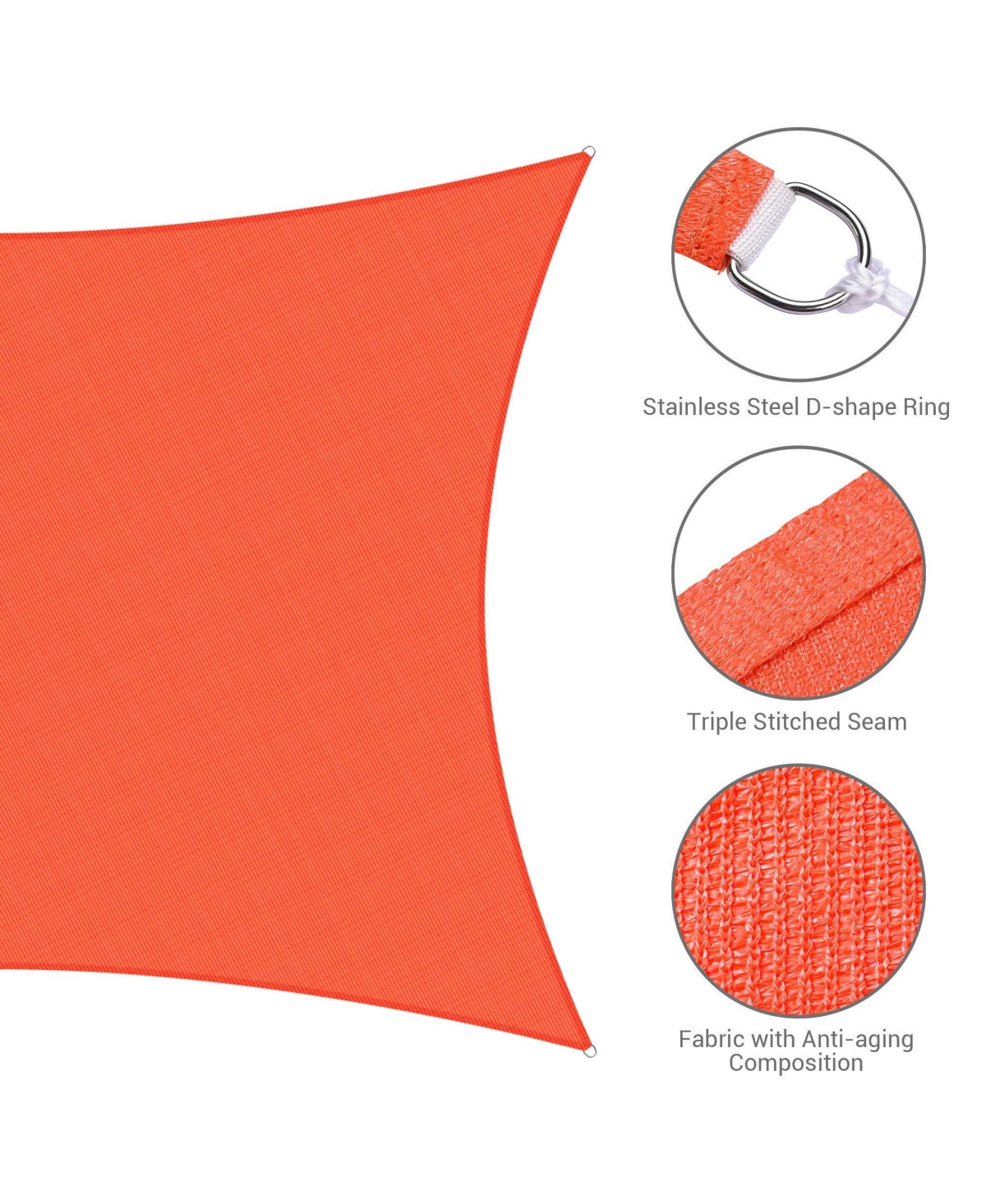 16x12 Ft 97% Uv Block Rectangle Hdpe Sun Shade Sail Heavy Duty Canopy Garden