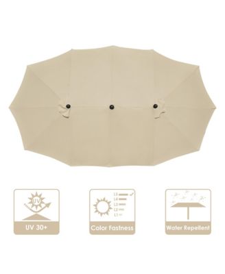 14 Ft Replacement Canopy for 12 Rib Double Sided Patio Umbrella Market Table Top Outdoor Backyard Pool Restaurant