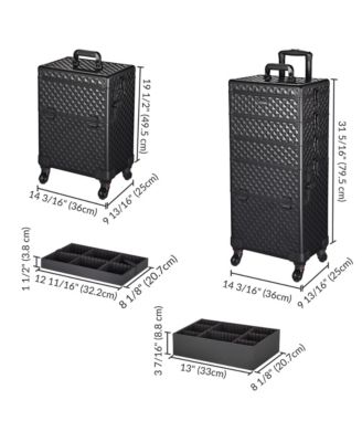 4in1 Rolling Makeup Case Cosmetic Train Case Organizer Storage Artist