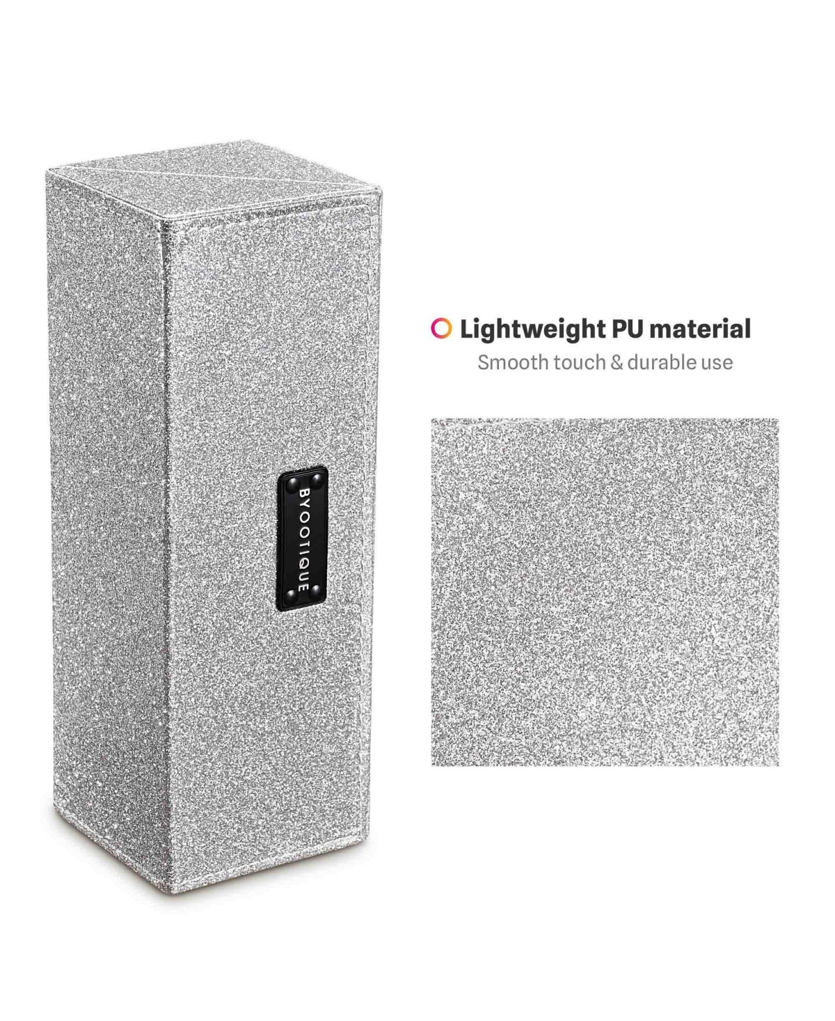 Byootique Makeup Brush Holder Case Pu Cosmetic Organizer TravelGlitter - Silver