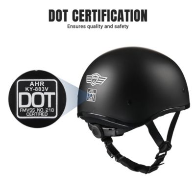 Half Face Motorcycle Helmet Sun Visor DOT Approved Bike Chopper Matte Black