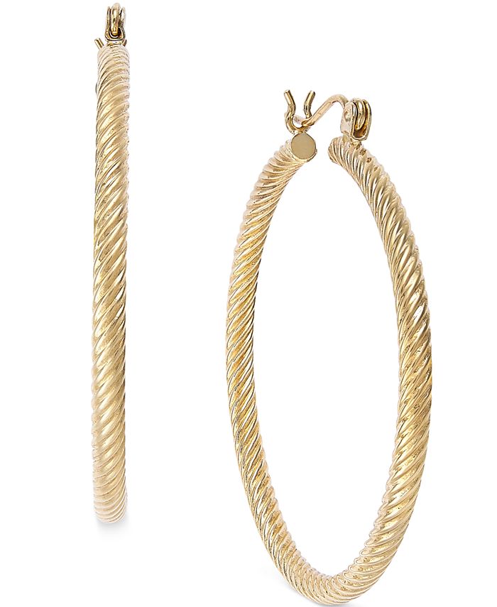 Macy's Cable Twist Hoop Earrings in 14k Gold & Reviews - Earrings ...