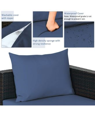 5 Pieces Patio Rattan Sectional Furniture Set with Cushions and Coffee Table