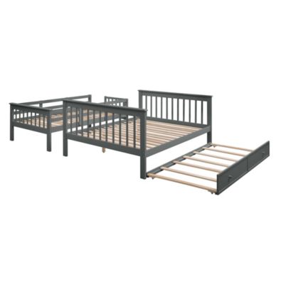 Twin-Over-Full Bunk Bed with Storage and Guard Rail
