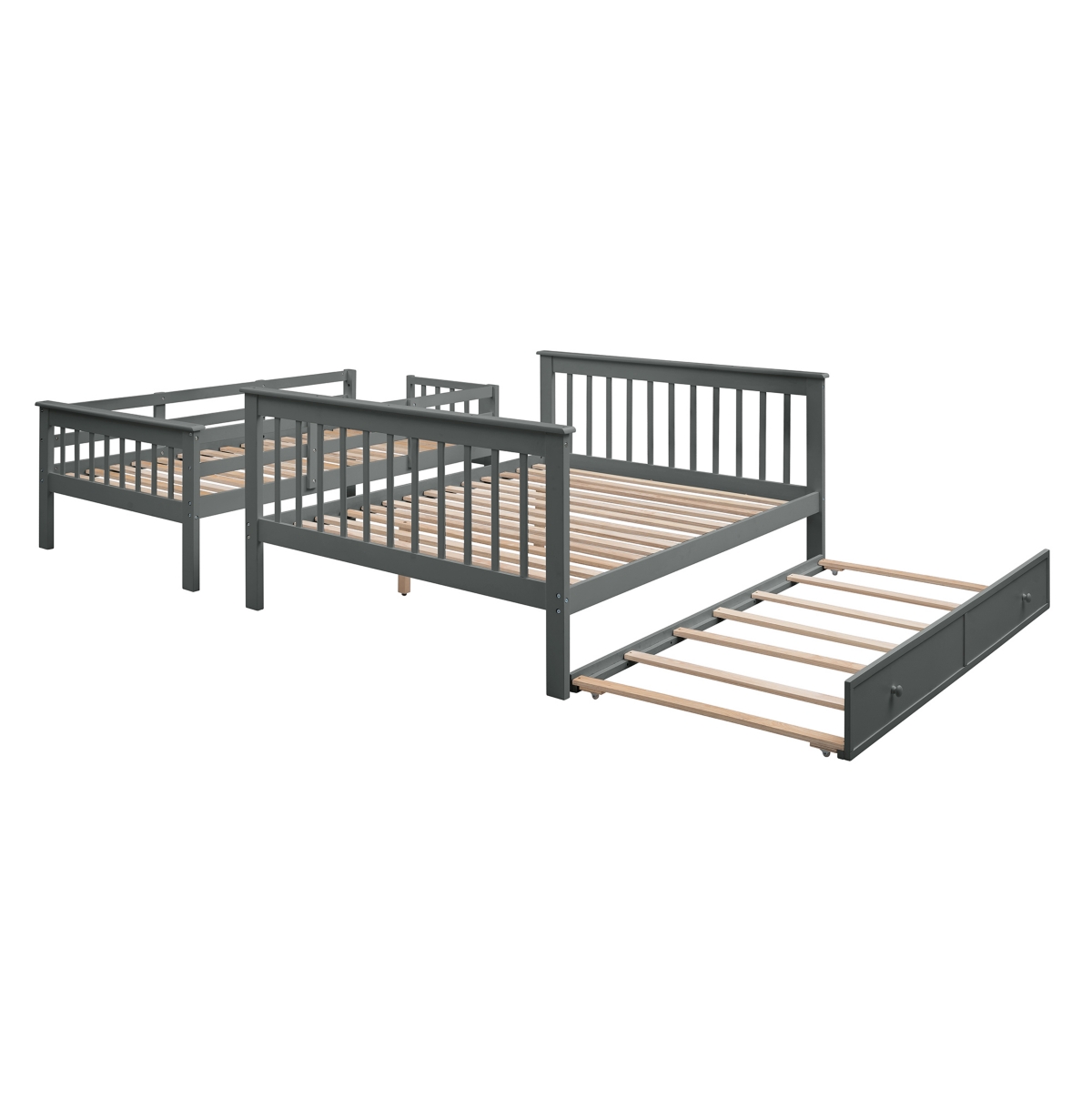 Simplie Fun Stairway Twin-Over-Full Bunk Bed With Twin Size Trundle, Storage And Guard Rail For Bedroom