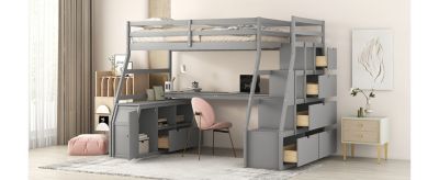 Streamdale Twin Size Loft Bed With With 7 Drawers 2 Shelves And Desk
