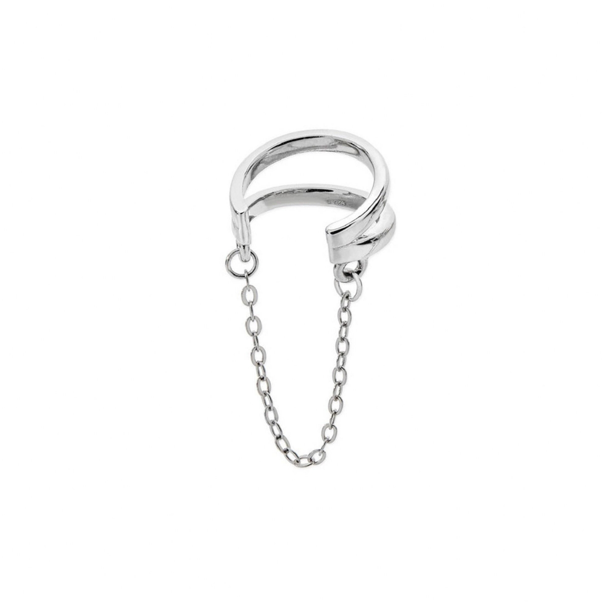 Art Deco Cuff with Chain - Silver