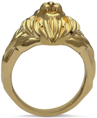 Men's White & Black Diamond Three-Dimensional Lion & Crown King Ring (1/10 ct. t.w.) 