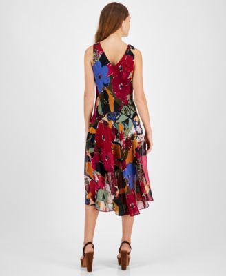Women's Printed Chiffon Fit & Flare Dress