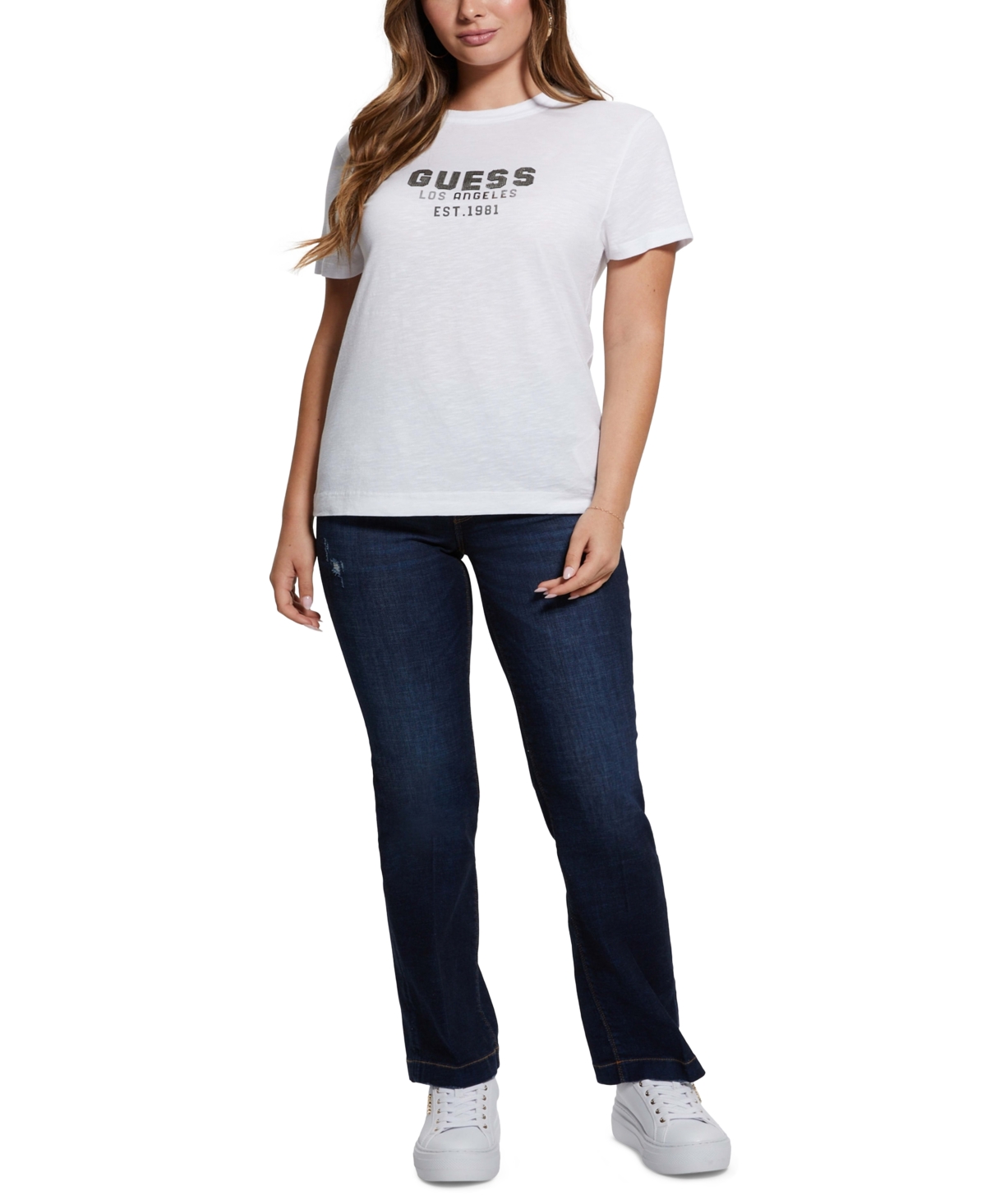 Guess Women's Studded-Logo Crewneck T-Shirt