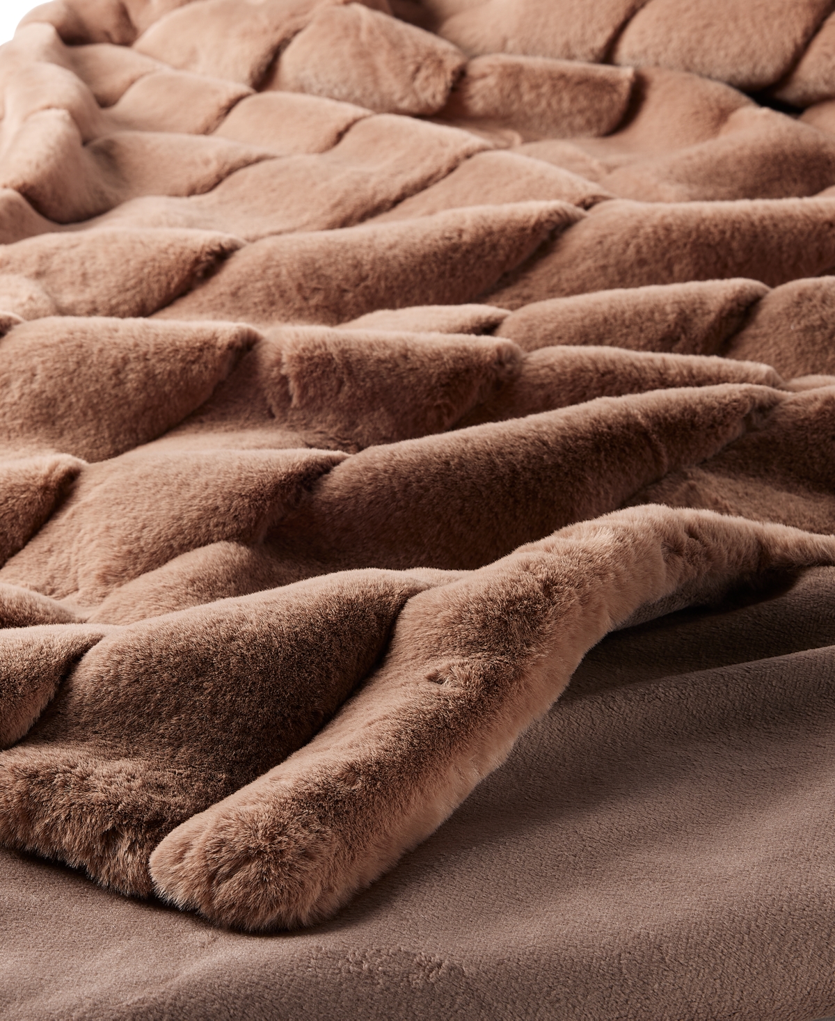 Hotel Collection Channeled Faux Fur Throw, 50